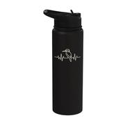 Bird Watching Kingfisher Heartbeat Line Art Stainless Steel Insulated Water Bottle
