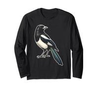 Bird Watching Magpie Portrait Vintage Art Long Sleeve T-Shirt