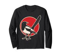Bird Watching Magpie Portrait Vintage Art Long Sleeve T-Shirt