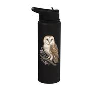 Bird Watching Mom Barn Owl Floral Gift Stainless Steel Insulated Water Bottle
