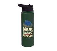Bird Watching Nest Friends Forever Indigo Bunting Gift Stainless Steel Insulated Water Bottle