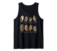 Bird Watching Owls of North America Species Chart Tank Top