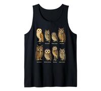 Bird Watching Owls of North America Species Chart Tank Top