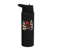 Bird Watching Scarlet Tanager Field Guide Design Stainless Steel Insulated Water Bottle