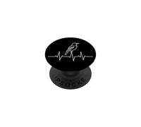 Bird Watching Starling Heartbeat Line Art PopSockets Adhesive PopGrip
