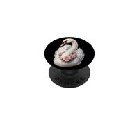 Bird Watching Swan Floral Wreath Portrait PopSockets Adhesive PopGrip