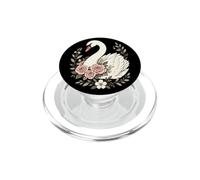 Bird Watching Swan Floral Wreath Portrait PopSockets PopGrip for MagSafe