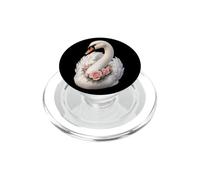 Bird Watching Swan Floral Wreath Portrait PopSockets PopGrip for MagSafe