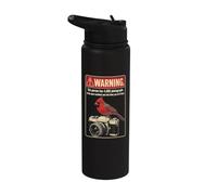 Bird Watching Warning 4000 Photos of The Same Cardinal Stainless Steel Insulated Water Bottle