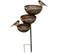 Bird Water Bath with Ground Spike 3 Tier Vintage Metal Garden Decoration