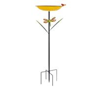 Bird Water Tray with Ornamental Base for Garden | Detachable Container with Firm Screw Associations, Multiple Leg Base and Pretty Plant Patterns for Backyard Bird