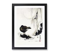 Bird & Willow Tree In The Snow By Shibata Zeshin Asian Japanese Framed Wall Art Print, Ready to Hang Picture for Living Room Bedroom Home Office Décor, Black A2 (64 x 46 cm)