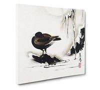 Bird & Willow Tree in the Snow by Shibata Zeshin Canvas Print | Gallery Wrapped 30mm Frame Wall Art | 20x20 inches | Ready to Hang | Asian Animals Picture | Living Room Bedroom Lounge Office