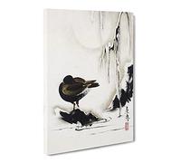 Bird & Willow Tree In The Snow By Shibata Zeshin Canvas Print | Gallery Wrapped 30mm Frame Wall Art | 24x16 inches | Ready to Hang | Asian Animals Picture | Living Room Bedroom Lounge Office