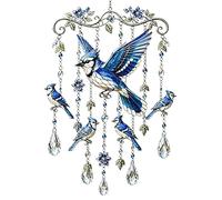 Bird Wind Chimes,Decorative Sparkling Crystals Deep Tone - Hummingbird Memorial Wind Chimes,for Outdoor Garden Balcony Porch Backyard Birthday Memorial Women Grandma Mother's Day