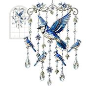 Bird Wind Chimes - Sparkling Crystals Decorative Pendant - Garden Wind Chimes Decoration,for Outdoor Backyard Patio Balcony Porch Birthday Memorial Women Grandma Mother's Day