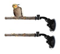 Bird Window Perch | 2 Piece Adjustable Wooden Stand Toy - Mobile Bird Training Platform with Suction Cups | for Parrots Cockatiels Parakeets Balcony Apartam