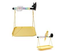 Bird Window Perch with Poop Catcher Parrot Stand, Frosted Non Slip Pillar, Foot Exercise Space Saving Interactive Play for Parrots Parakeets Cockatiels Lovebirds Indoor Outdoor Travel Car