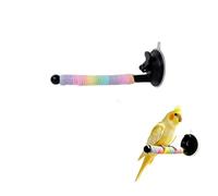 Bird Window Perch with Poop Catcher Parrot Stand, Frosted Non Slip Pillar, Foot Exercise Space Saving Interactive Play for Parrots Parakeets Cockatiels Lovebirds Indoor Outdoor Travel Car
