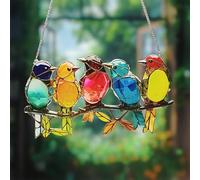 Bird Window Suncatcher, Cute Acrylic Keychain Charm for Women, Car Rearview Mirror Hanging Ornament and Miniature Backpack Pendant, Whimsical Gift for Bird Lovers