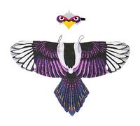Bird Wings - Chiffon Fabric Eagle Parrot, Adjustable Straps | Costume Fancy Dress, Cute Three Eight Years Old Kids, Includes Face , Halloween Party Accessory, Lightweight fl