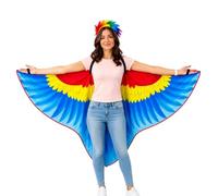 Bird Wings Costume Double Sided Parrot Cloak With Secure Anti Slip | Double Sided Parrot Cloak Uses An Anti Slip Three Point Design To Hold The Wings In Place While Arms Move Freely.