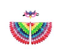 Bird Wings Costume for Kids, Phoenix Bird Halloween Dress Up with Felt Mask, Felt Feathered Bird Shawl Animal Role Play Costume Party Favors