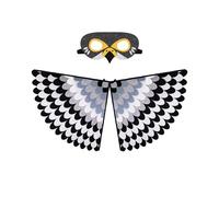 Bird Wings Costume Shawl for Kids, Black White Falcon Fancy Dress Up with Bird Mask, Colorful Jungle Bird Felt Costume Cape Halloween Party Favors