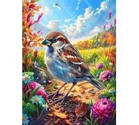 Bird with Red Berries on A Branch 500 Pcs Jigsaw Puzzles Scenery Science Fiction Puzzles for Adults Teens Fun Family Game Team Building Stress Reducing Autumn Durable Cardboard 500 PCS
