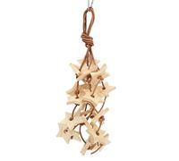Bird Wood Star Toy Bite Resistant Wood Star Chewing Toy for Budgies Parakeet Cockatiel Lovebird Made of Log and Cowhide Rope (Clear)