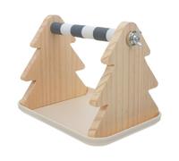 Bird Wooden Perch Stand with Removable Tray for Small Parrots | Double Function Design, Simple Installation, Easy Cleaning, Indoor Table Use, Sturdy Wood and Plastic Build