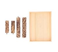 Bird Wooden Playstand, Parrot Training Rack with Rough Natural Perch Surface, Non - Prickly Ash Wood Bird Exercise Playground with Base for Easy Cleanup