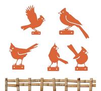 Bird Yard Decor - Stake Yard Art - Birds Decorative Rust Garden Signs - for Flower Pot Planter Branch Fence Backyard Lawn Patio Pathway Landscape Christmas