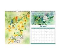 Bird Year Wall Calendar 2026, 12 Month Exotic Birds Spiral Bound Calendar, Decorative Home Offices Monthly Organizer for Dorm Apartment Bedroom Kitchen Living Room Study