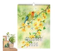 Bird Year Wall Calendar 2026-12 Month Exotic Birds Spiral Bound Calendar,Nature Lovers Collection Home Offices Monthly Organizer for Dorm Kitchen Study Apartment Living Room Decor