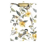 Bird & Yellow Flower Pattern Dietitian clipboard Transparent for Nurses Home Contractor Size 9 x 12