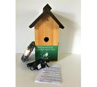 Birdboxview nestbox with cctv colour cabled camera, cedar wood. Watch birds nesting on your TV for nature lover. With 10m AV/RCA extension cable.