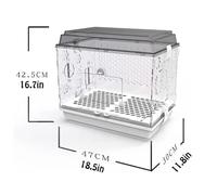 Birdcage Acrylic Bird Cage PortableCarrier House With Slide Out Tray Ventilation Design 18.5x16.7x11.8in(Green)