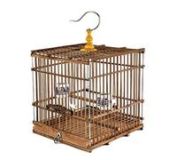 Birdcage， Bamboo Birdcages Portable Household Cage Vintage Square Large Carriers Retro(Square C)