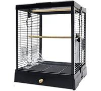 birdcage， bird cages Acrylic Clear Birdcages Stainless Steel Flight Cage Portable Bird Durable Large House Carrier(Black suit C)