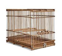 birdcage， Bird cages Bamboo Birdcages Portable Household Cage Vintage Square Large Carriers Retro(Square A without hook)