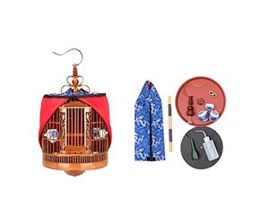 birdcage， bird cages Birdcages Handmade Bamboo Bird Cage Vintage Round Carriers Cages Travel Parrot Retro House(Deluxe version 12.9in)