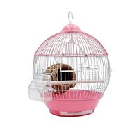 birdcage， bird cages Simple Bird Cage Small All-round Ventilation Birdcages Round Hanging Carriers With Feeder(Pink)