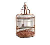Birdcage Display Hangable Bird Cage Round Dome Sandalwood Handmade Thrush Bird Cage Starling Bird Cage Animal Cages(A)