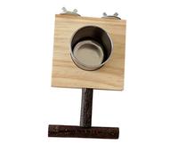 Birdcage Feeding Bowl Standing Perch Natural Wood Parrots Stand Bird Cage Accessory For Conures Lovebirds Feeding Supply Parrots Feeder