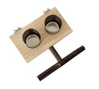 Birdcage Feeding Bowl Standing Perch Natural Wood Parrots Stand Bird Cage Accessory For Conures Lovebirds Supply Parakeets Dish
