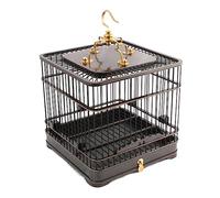 Birdcage Perching Bird Cage Wood Double Bottom Drawer Bird Square Bird Cage Small Display Bird Cage Parrot Bird Cage(B)