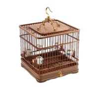 Birdcage Perching Bird Cage Wood Double Bottom Drawer Bird Square Bird Cage Small Display Bird Cage Animal Cages(A)