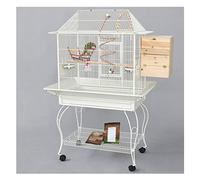 Birdcage Roof Fly Bird Cage Parrot Cage with Breeding Box and Mobile Chassis White Large Bird Cage for Small Parrots, Finches, Lovebirds Animal Cages