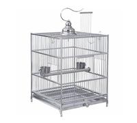 Birdcage Stainless Steel Cockatiel Cage Cockatoo Pet House Drawer Type Square Metal Bird House Bird Cage W/2 Food Bowls Decorative Birds Cage